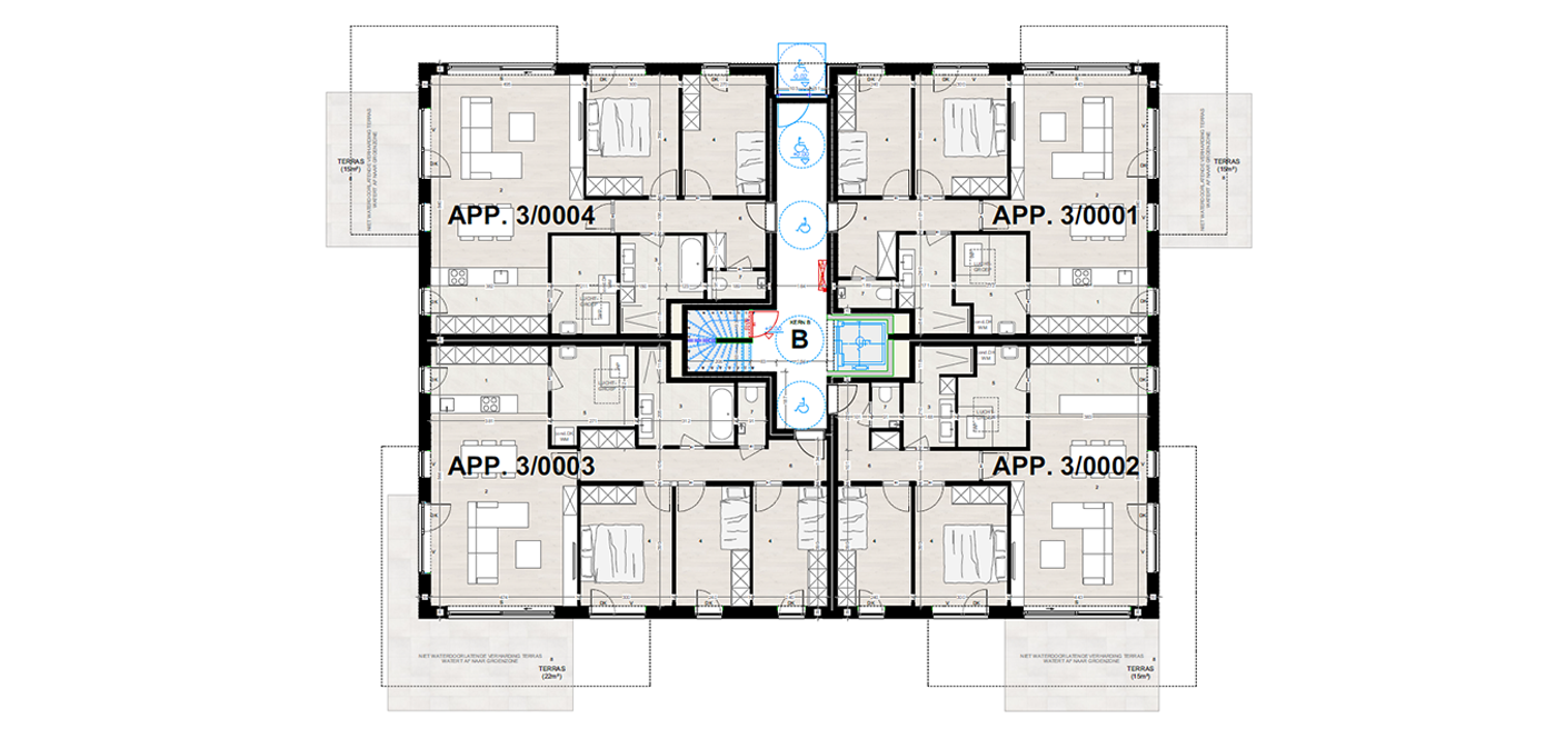 Parkappartement gebouw B Gelijkvloers